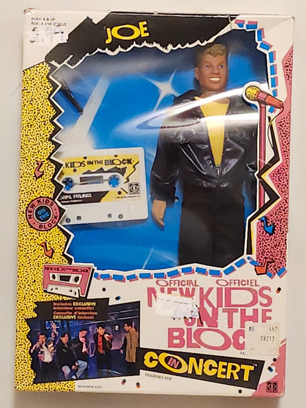 1990 Hasbro NKOTB New Kids On The Block Joe Doll Figure Cassette Tape NEW
